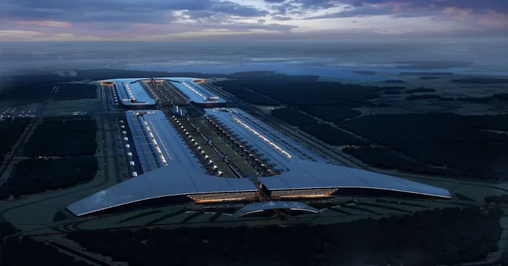 Terafab aerial view of the large-scale semiconductor manufacturing campus